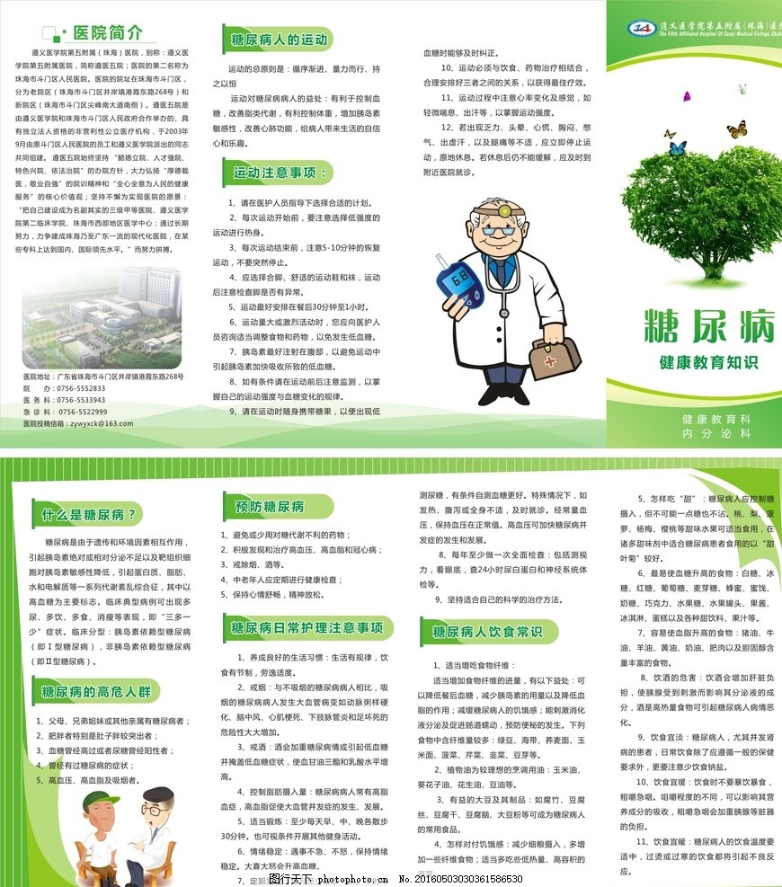 糖尿病健康教育知識折頁宣傳單 掌握健康管理，科學咨詢守護健康
